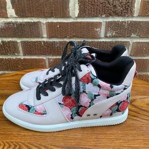TRUE CRAFT JENS Rose Print Wedge Sneakers 8M